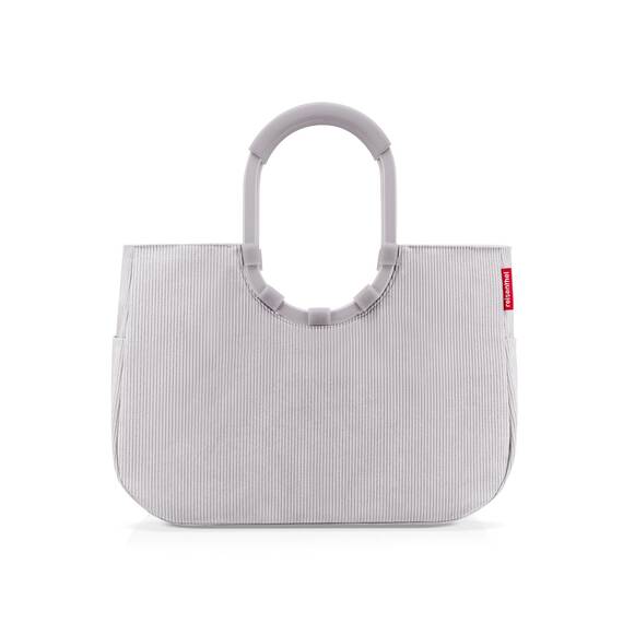 reisenthel loopshopper L cord grey – Stabile Tasche mit praktischen Fächern aus recycelten PET-Flaschen – Charmantes und wasserabweisendes Design
