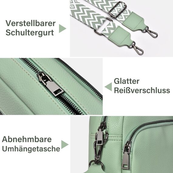 GASSDA Umhängetasche Damen Kleine Handtasche Damen PU Leder Crossbody Bag Moderne Taschen mit Abnehmbarem Schultergurt