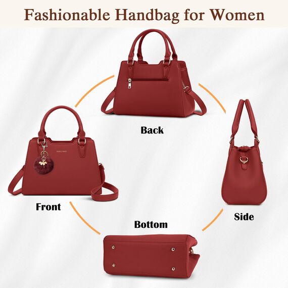 IGOLUMON Handtasche Damen Mittelgroß Tasche Leder Henkeltasche Damen-Henkeltaschen Tote Bag Handtaschen Taschen Schultertaschen Umhängetasche Schultertasche Damenhandtaschen Rot