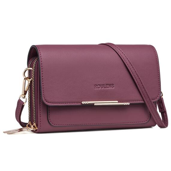 Roulens Klein Handy Umhängetasche,Damen Kleine Umhängetasche, Veganes Leder Crossbody Schultertasche Reisepass Handytasche mit Kartenschlitz Verstellbar Abnehmbar Schultergurt