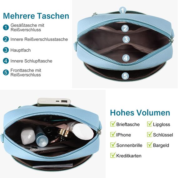 GASSDA Crossbody Bag Damen, Kleine Umhängetasche Damen Breiter Gurt PU Leder Handtasche mit Abnehmbarem Schultergurt