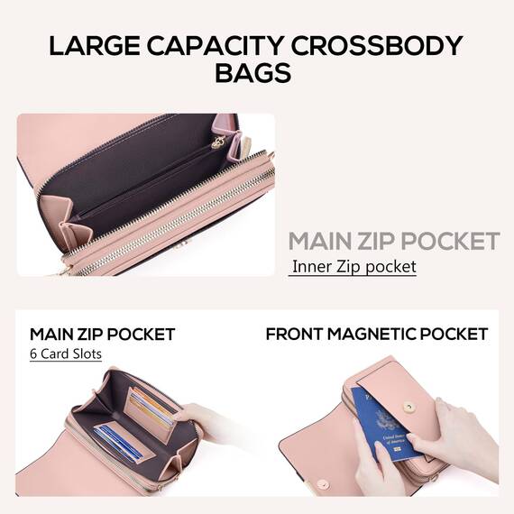 Roulens Klein Handy Umhängetasche,Damen Kleine Umhängetasche, Veganes Leder Crossbody Schultertasche Reisepass Handytasche mit Kartenschlitz Verstellbar Abnehmbar Schultergurt