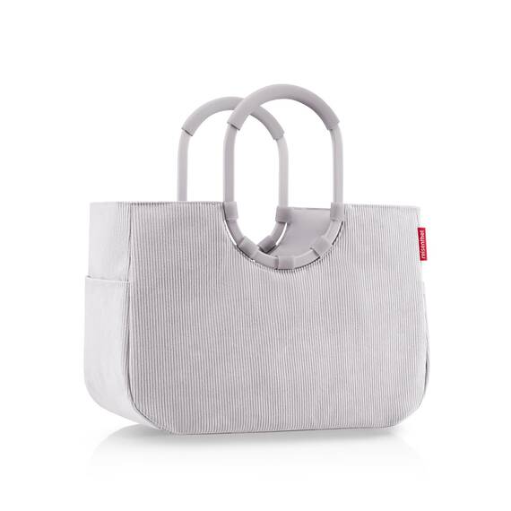 reisenthel loopshopper L cord grey – Stabile Tasche mit praktischen Fächern aus recycelten PET-Flaschen – Charmantes und wasserabweisendes Design