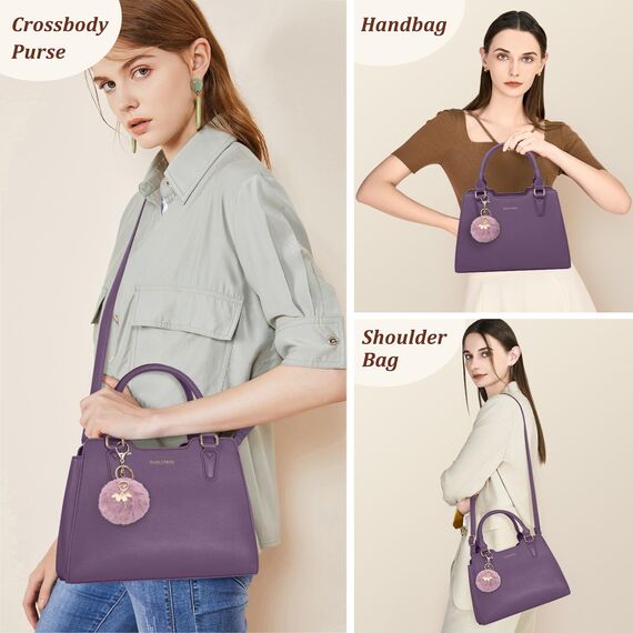 IGOLUMON Handtasche Damen Mittelgroß Tasche Leder Henkeltasche Damen-Henkeltaschen Tote Bag Handtaschen Taschen Schultertaschen Umhängetasche Schultertasche Damenhandtaschen Lila