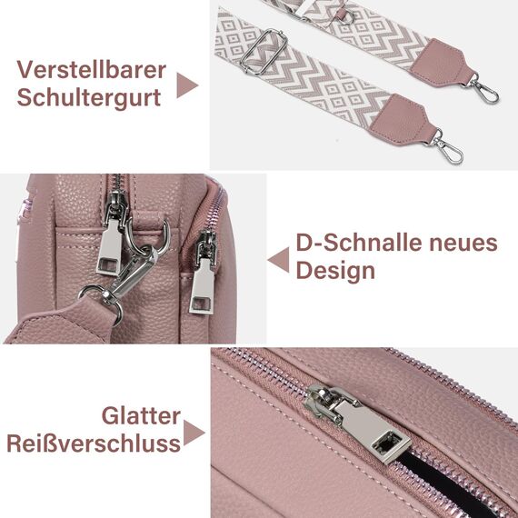 GASSDA Crossbody Bag Damen, Kleine Umhängetasche Damen Breiter Gurt PU Leder Handtasche mit Abnehmbarem Schultergurt
