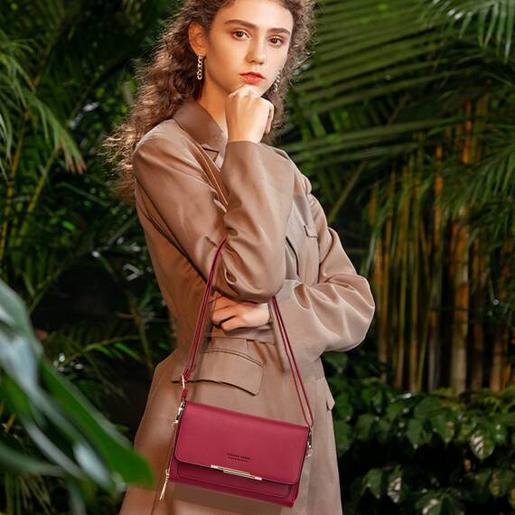 Roulens Klein Handy Umhängetasche,Damen Kleine Umhängetasche, Veganes Leder Crossbody Schultertasche Reisepass Handytasche mit Kartenschlitz Verstellbar Abnehmbar Schultergurt