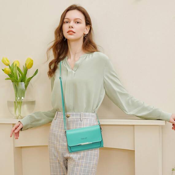 Roulens Klein Handy Umhängetasche,Damen Kleine Umhängetasche, Veganes Leder Crossbody Schultertasche Reisepass Handytasche mit Kartenschlitz Verstellbar Abnehmbar Schultergurt