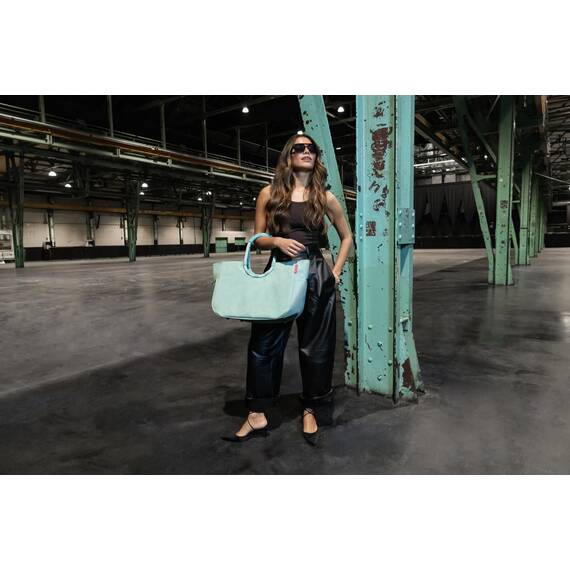reisenthel loopshopper L frame cord mint – Stabile Tasche mit praktischen Fächern aus recycelten PET-Flaschen – Charmantes und wasserabweisendes Design