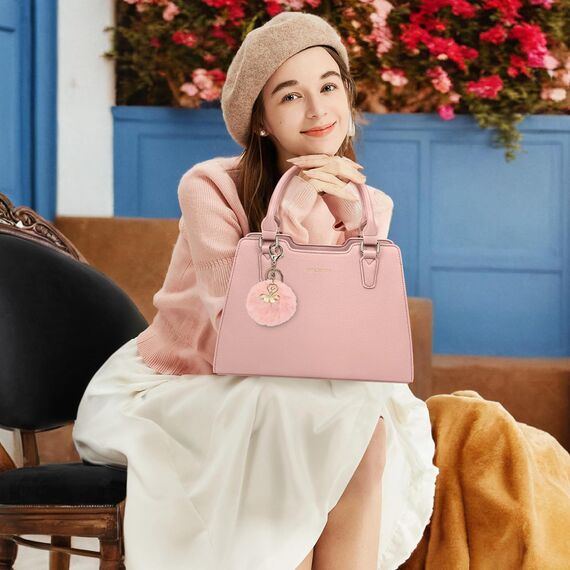 IGOLUMON Handtasche Damen Mittelgroß Tasche Leder Henkeltasche Damen-Henkeltaschen Tote Bag Handtaschen Taschen Schultertaschen Umhängetasche Schultertasche Damenhandtaschen Rosa