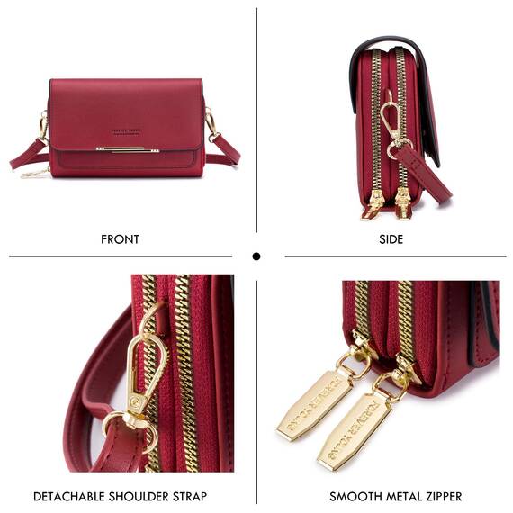Roulens Klein Handy Umhängetasche,Damen Kleine Umhängetasche, Veganes Leder Crossbody Schultertasche Reisepass Handytasche mit Kartenschlitz Verstellbar Abnehmbar Schultergurt