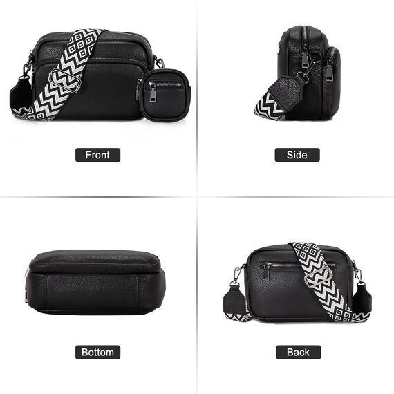 GASSDA Crossbody Bag Damen Kleine Umhängetasche Damen Breiter Gurt PU Leder Handtasche mit Abnehmbarem Schultergurt