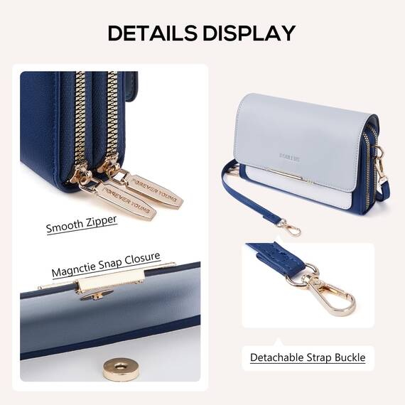 Roulens Klein Handy Umhängetasche,Damen Kleine Umhängetasche, Veganes Leder Crossbody Schultertasche Reisepass Handytasche mit Kartenschlitz Verstellbar Abnehmbar Schultergurt