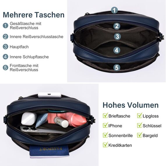 GASSDA Umhängetasche Damen Kleine Handtasche Damen PU Leder Crossbody Bag Moderne Taschen mit Abnehmbarem Schultergurt