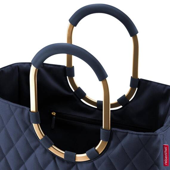 reisenthel loopshopper L frame rhombus midnight gold – Stabile Tasche mit praktischen Fächern aus recycelten PET-Flaschen – Charmantes und wasserabweisendes Design gold