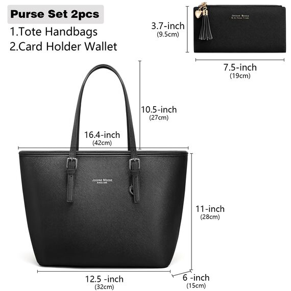 Jocose Moose Damen Handtasche Schultertasche, Vintage Leder Tasche Shopper Groß für BüRo Schule Einkauf, Geschenk mit Einer Damen Geldbörse
