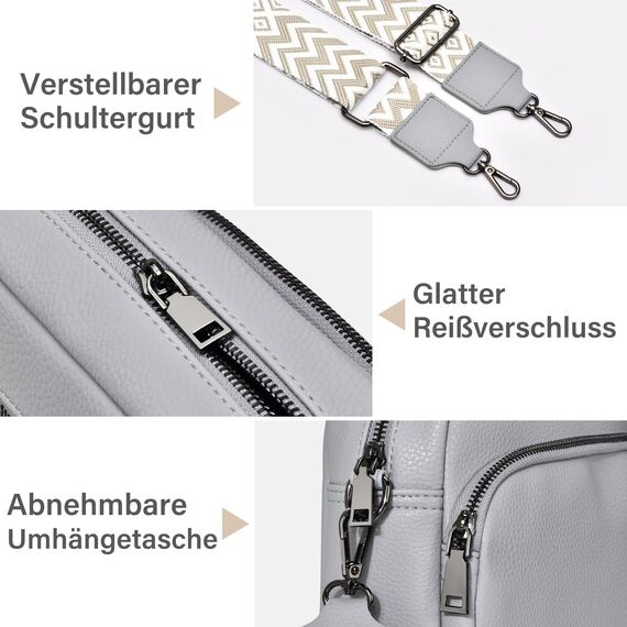 GASSDA Umhängetasche Damen Kleine Handtasche Damen PU Leder Crossbody Bag Moderne Taschen mit Abnehmbarem Schultergurt