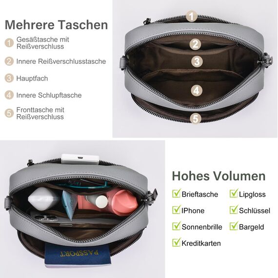 GASSDA Umhängetasche Damen Kleine Handtasche Damen PU Leder Crossbody Bag Moderne Taschen mit Abnehmbarem Schultergurt