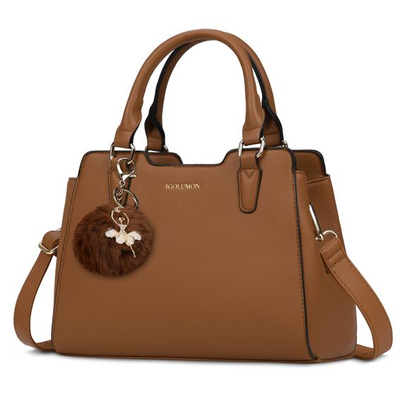 IGOLUMON Handtasche Damen Mittelgroß Tasche Leder Henkeltasche Damen-Henkeltaschen Tote Bag Handtaschen Taschen Schultertaschen Umhängetasche Schultertasche Damenhandtaschen Braun