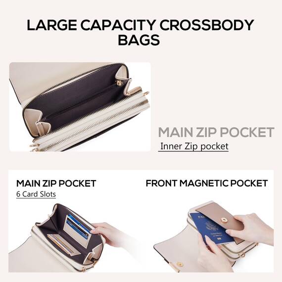 Roulens Klein Handy Umhängetasche,Damen Kleine Umhängetasche, Veganes Leder Crossbody Schultertasche Reisepass Handytasche mit Kartenschlitz Verstellbar Abnehmbar Schultergurt