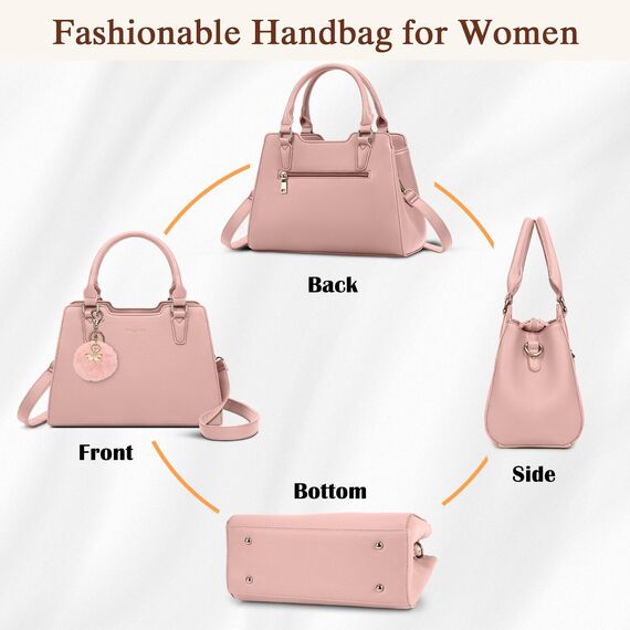 IGOLUMON Handtasche Damen Mittelgroß Tasche Leder Henkeltasche Damen-Henkeltaschen Tote Bag Handtaschen Taschen Schultertaschen Umhängetasche Schultertasche Damenhandtaschen Rosa
