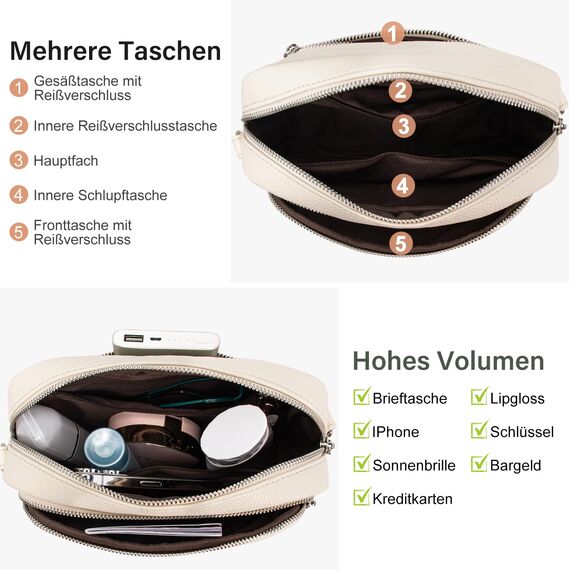 GASSDA Crossbody Bag Damen Kleine Umhängetasche Damen Breiter Gurt PU Leder Handtasche mit Abnehmbarem Schultergurt