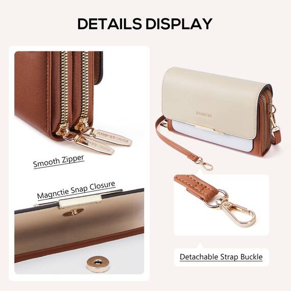 Roulens Klein Handy Umhängetasche,Damen Kleine Umhängetasche, Veganes Leder Crossbody Schultertasche Reisepass Handytasche mit Kartenschlitz Verstellbar Abnehmbar Schultergurt