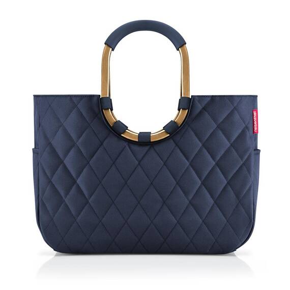 reisenthel loopshopper L frame rhombus midnight gold – Stabile Tasche mit praktischen Fächern aus recycelten PET-Flaschen – Charmantes und wasserabweisendes Design gold