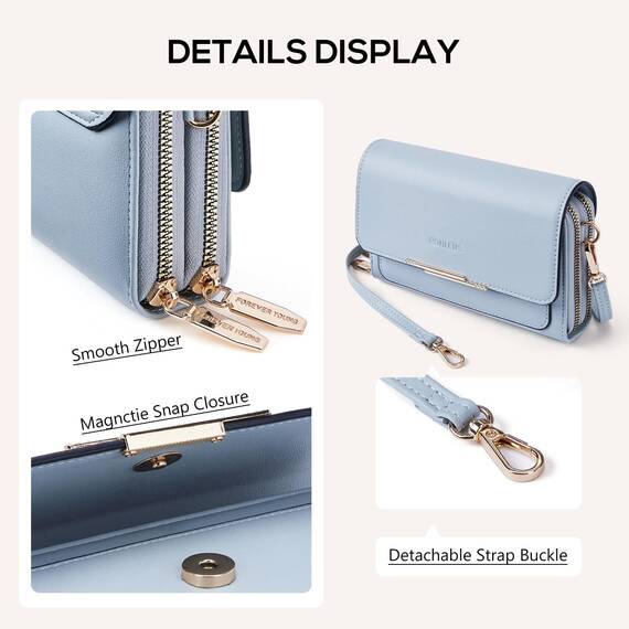 Roulens Klein Handy Umhängetasche,Damen Kleine Umhängetasche, Veganes Leder Crossbody Schultertasche Reisepass Handytasche mit Kartenschlitz Verstellbar Abnehmbar Schultergurt