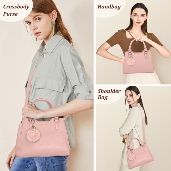 IGOLUMON Handtasche Damen Mittelgroß Tasche Leder Henkeltasche Damen-Henkeltaschen Tote Bag Handtaschen Taschen Schultertaschen Umhängetasche Schultertasche Damenhandtaschen Rosa