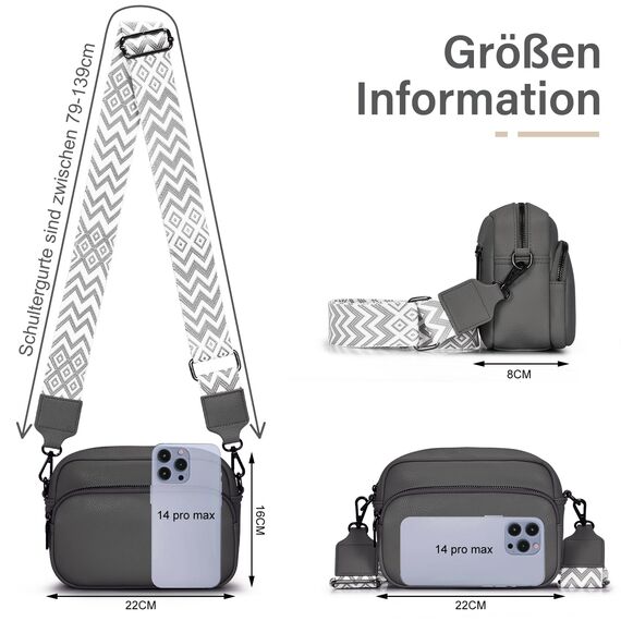 GASSDA Umhängetasche Damen Kleine Handtasche Damen PU Leder Crossbody Bag Moderne Taschen mit Abnehmbarem Schultergurt