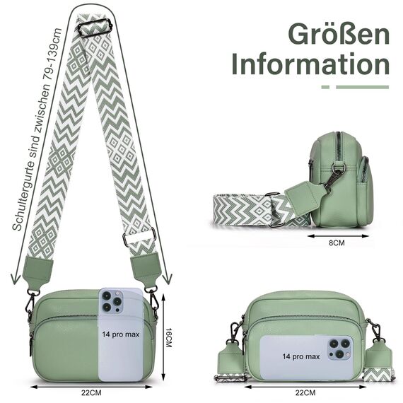 GASSDA Umhängetasche Damen Kleine Handtasche Damen PU Leder Crossbody Bag Moderne Taschen mit Abnehmbarem Schultergurt