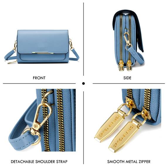 Roulens Klein Handy Umhängetasche,Damen Kleine Umhängetasche, Veganes Leder Crossbody Schultertasche Reisepass Handytasche mit Kartenschlitz Verstellbar Abnehmbar Schultergurt