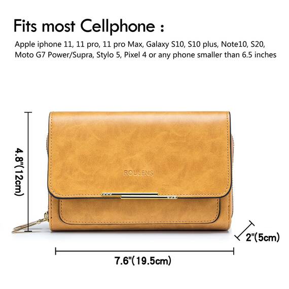 Roulens Klein Handy Umhängetasche,Damen Kleine Umhängetasche, Veganes Leder Crossbody Schultertasche Reisepass Handytasche mit Kartenschlitz Verstellbar Abnehmbar Schultergurt