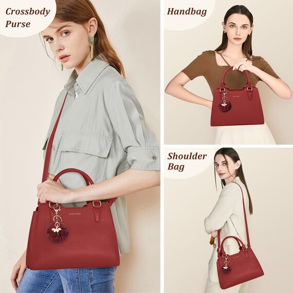 IGOLUMON Handtasche Damen Mittelgroß Tasche Leder Henkeltasche Damen-Henkeltaschen Tote Bag Handtaschen Taschen Schultertaschen Umhängetasche Schultertasche Damenhandtaschen Rot