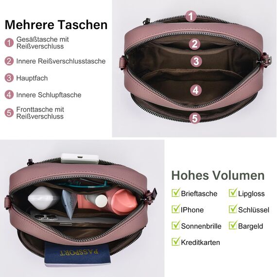 GASSDA Umhängetasche Damen Kleine Handtasche Damen PU Leder Crossbody Bag Moderne Taschen mit Abnehmbarem Schultergurt