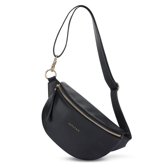 Expatrié Bauchtasche Damen Schwarz - Alice Small - Gürteltasche für Festival, Reisen & Alltag aus Veganem Leder - Brusttasche Stylisch - Wasserabweisend