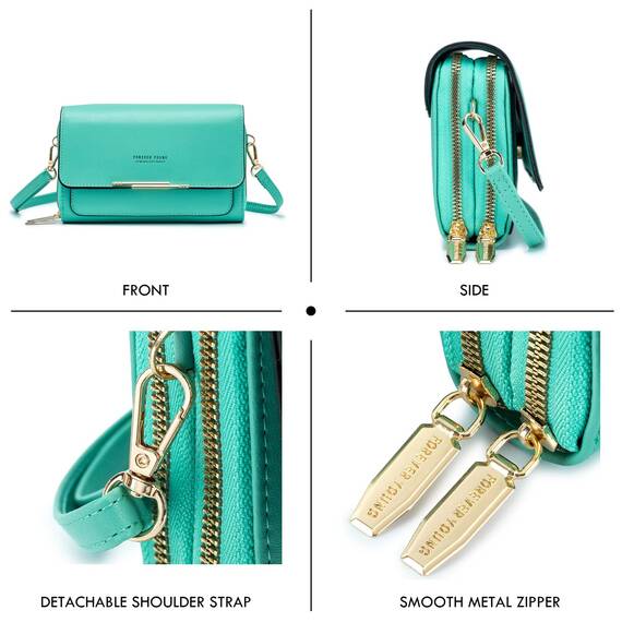 Roulens Klein Handy Umhängetasche,Damen Kleine Umhängetasche, Veganes Leder Crossbody Schultertasche Reisepass Handytasche mit Kartenschlitz Verstellbar Abnehmbar Schultergurt