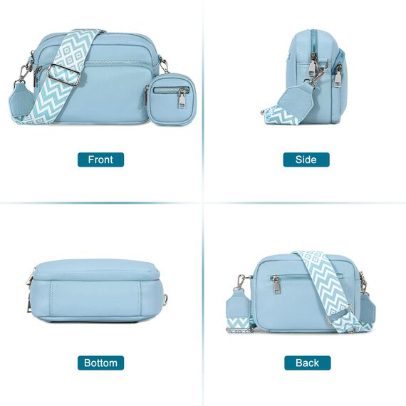 GASSDA Crossbody Bag Damen, Kleine Umhängetasche Damen Breiter Gurt PU Leder Handtasche mit Abnehmbarem Schultergurt