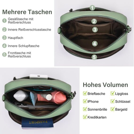 GASSDA Umhängetasche Damen Kleine Handtasche Damen PU Leder Crossbody Bag Moderne Taschen mit Abnehmbarem Schultergurt