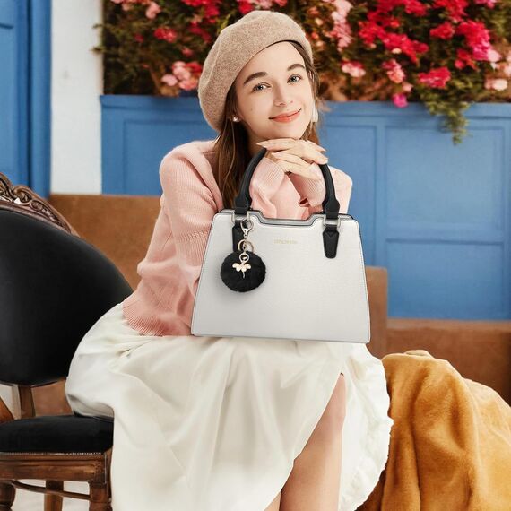 IGOLUMON Handtasche Damen Mittelgroß Tasche Leder Henkeltasche Damen-Henkeltaschen Tote Bag Handtaschen Taschen Schultertaschen Umhängetasche Schultertasche Damenhandtaschen Beige