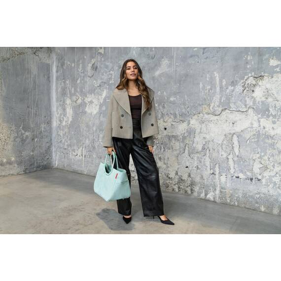 reisenthel loopshopper L frame cord mint – Stabile Tasche mit praktischen Fächern aus recycelten PET-Flaschen – Charmantes und wasserabweisendes Design