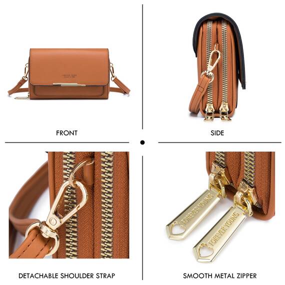 Roulens Klein Handy Umhängetasche,Damen Kleine Umhängetasche, Veganes Leder Crossbody Schultertasche Reisepass Handytasche mit Kartenschlitz Verstellbar Abnehmbar Schultergurt