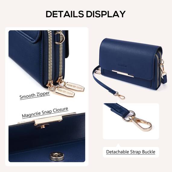 Roulens Klein Handy Umhängetasche,Damen Kleine Umhängetasche, Veganes Leder Crossbody Schultertasche Reisepass Handytasche mit Kartenschlitz Verstellbar Abnehmbar Schultergurt