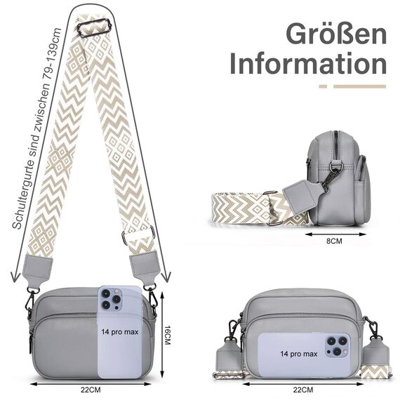 GASSDA Umhängetasche Damen Kleine Handtasche Damen PU Leder Crossbody Bag Moderne Taschen mit Abnehmbarem Schultergurt