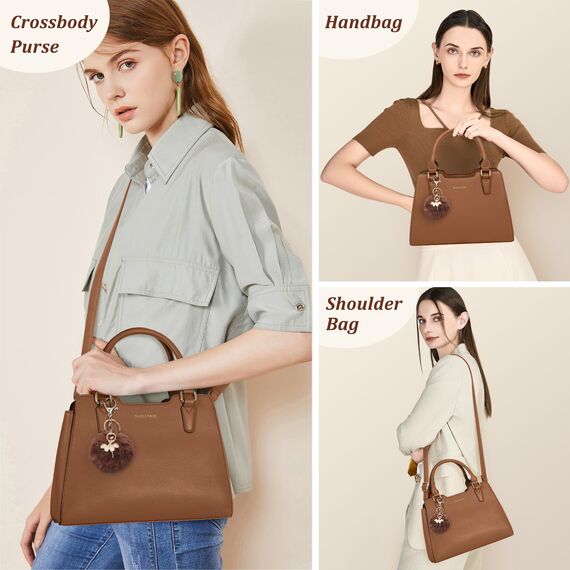 IGOLUMON Handtasche Damen Mittelgroß Tasche Leder Henkeltasche Damen-Henkeltaschen Tote Bag Handtaschen Taschen Schultertaschen Umhängetasche Schultertasche Damenhandtaschen Braun