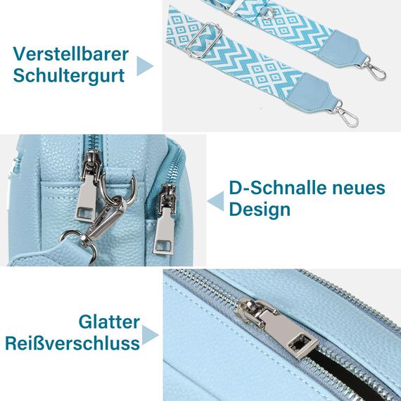 GASSDA Crossbody Bag Damen, Kleine Umhängetasche Damen Breiter Gurt PU Leder Handtasche mit Abnehmbarem Schultergurt