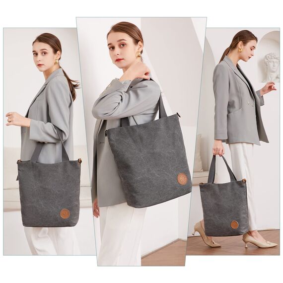JANSBEN Damen Canvas Handtasche Schultertasche Casual Multifunktionale Umhängetaschen Groß für Arbeit Schule Shopper Lässige täglich (stripe)