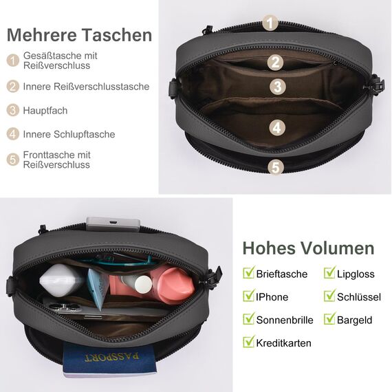 GASSDA Umhängetasche Damen Kleine Handtasche Damen PU Leder Crossbody Bag Moderne Taschen mit Abnehmbarem Schultergurt