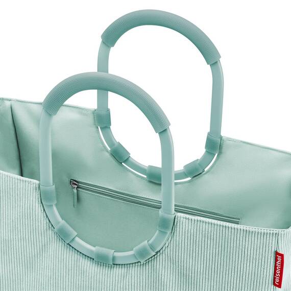 reisenthel loopshopper L frame cord mint – Stabile Tasche mit praktischen Fächern aus recycelten PET-Flaschen – Charmantes und wasserabweisendes Design