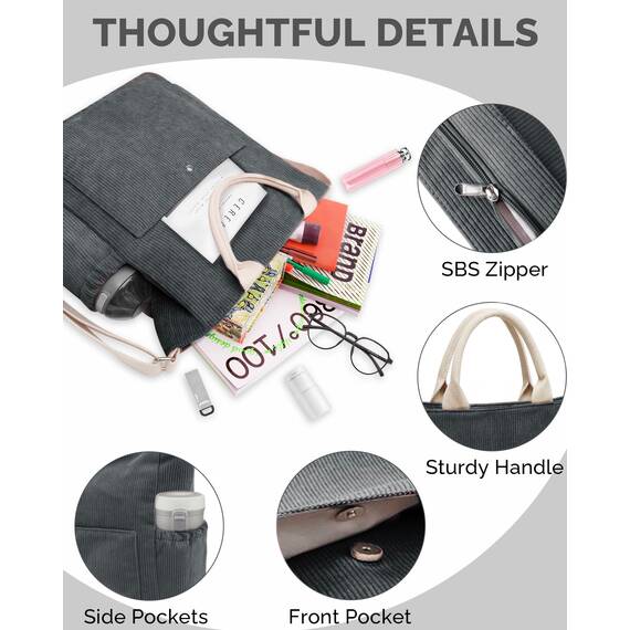 Prite Shopper Tasche Damen Groß Cordtaschen Tote Bag Cord Beuteltasche Stofftasche mit Verstellbarem Schultergurt für Arbeit Reisen Einkaufen Schule College